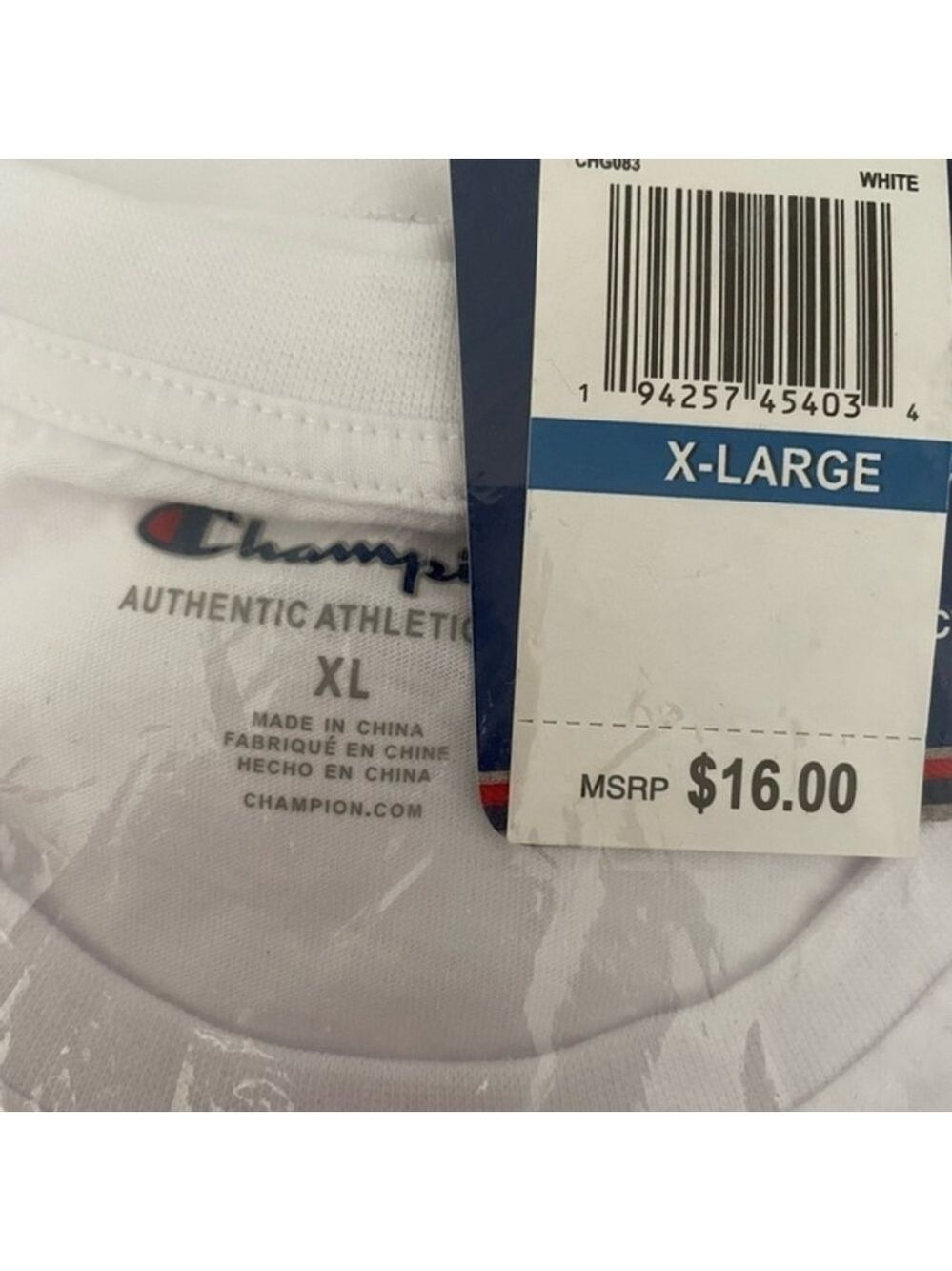 Champion Youth XL Rainbow Logo T-Shirt | White Cotton Graphic Tee NWT - Picture 4 of 4